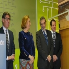 El consejero de Innovaci�n, Arturo Aliaga; la presidenta de Arag�n, Luisa Fernanda Rudi; el presidente de Telef�nica Espa�a, Luis Miguel Gilp�rez; y el director de Telef�nica en Arag�n, Federico Tart�n                                                      